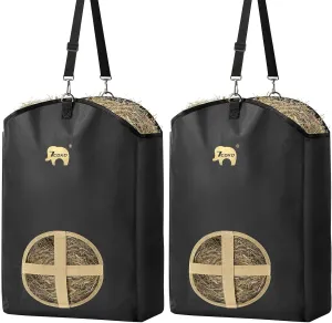 7CDXD 2 Pcs Hay Feeder Bag,1280D Hay Bags for Horses, Goat Hay Feeder, Hay Bags with Stronger Metal Snap Fasteners, Heavy Adjustable Straps