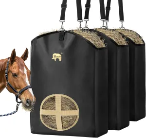 7CDXD 3 Pcs Hay Feeder Bag,1280D Hay Bags for Horses, Hay Bags for Goats,Goat Hay Feeder, Hay Bags with Stronger Metal Snap Fasteners, Heavy Adjustable Straps