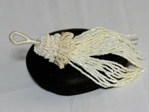 8 Pieces Ivory Decorative Indian Handmade Beaded Tassels Decor DIY Crafting Jewelry Charms Embellishment Bridal Latkans Curtains Tiebacks