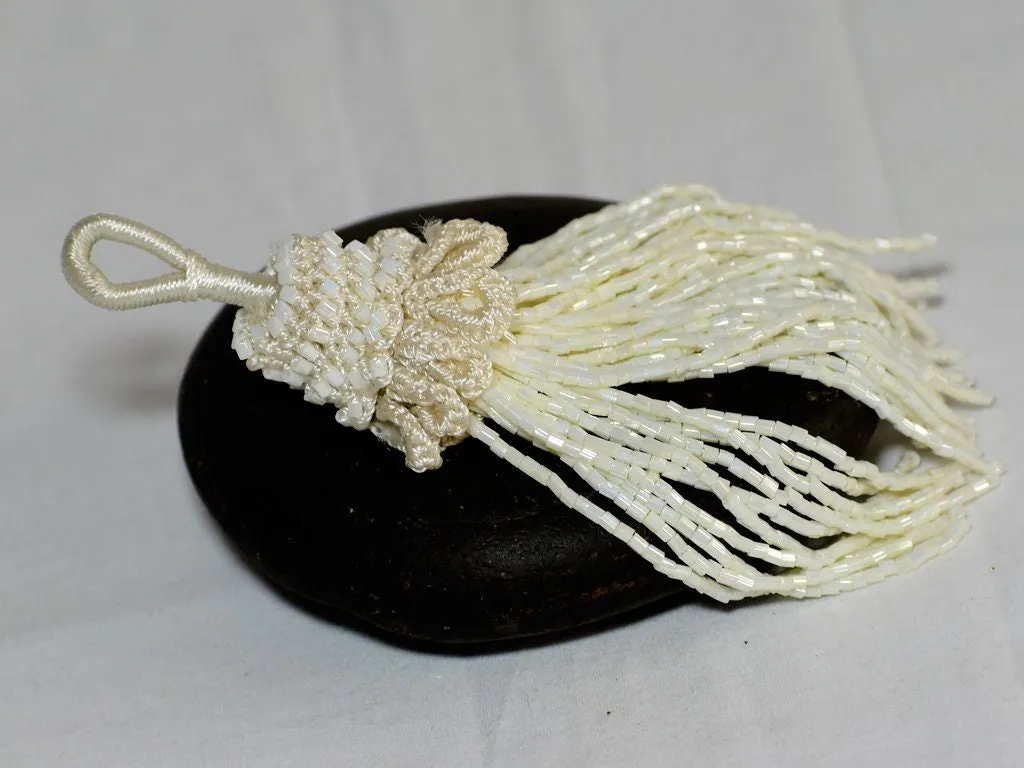 8 Pieces Ivory Decorative Indian Handmade Beaded Tassels Decor DIY Crafting Jewelry Charms Embellishment Bridal Latkans Curtains Tiebacks