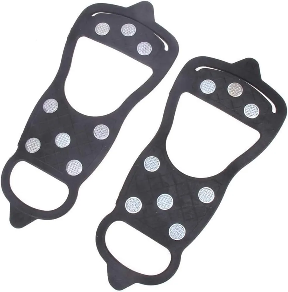8 Teeth Universal Snow Shoe Spiked Grips Cleats, Anti-Slip Ice Crampons for Hiking, Camping, Winter Shoes