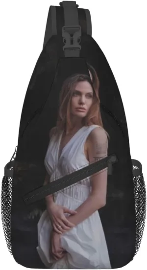 A-ngelina Jolie Crossbody Chest Bag, Crossbody Convertible Shoulder Bag With Front Pocket, Single Shoulder Chest Bag Black