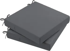 AAAAAcessories Outdoor Seat Cushions for Chairs, Waterproof, Fade-Resistant Patio Furniture Replacement Cushions, 20" x 20" x 3", Set of 2, Dark Gray