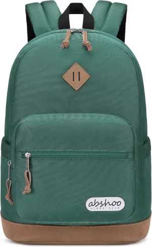 abshoo Classic Travel Backpack for Men and Women Middle High School Backpack for Teen Girls and Boys Bookbag (Green)