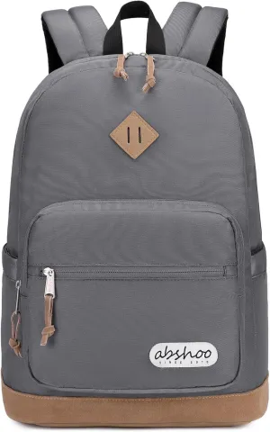 abshoo Classic Travel Backpack for Men and Women Middle High School Backpack for Teen Girls and Boys Bookbag (Grey)