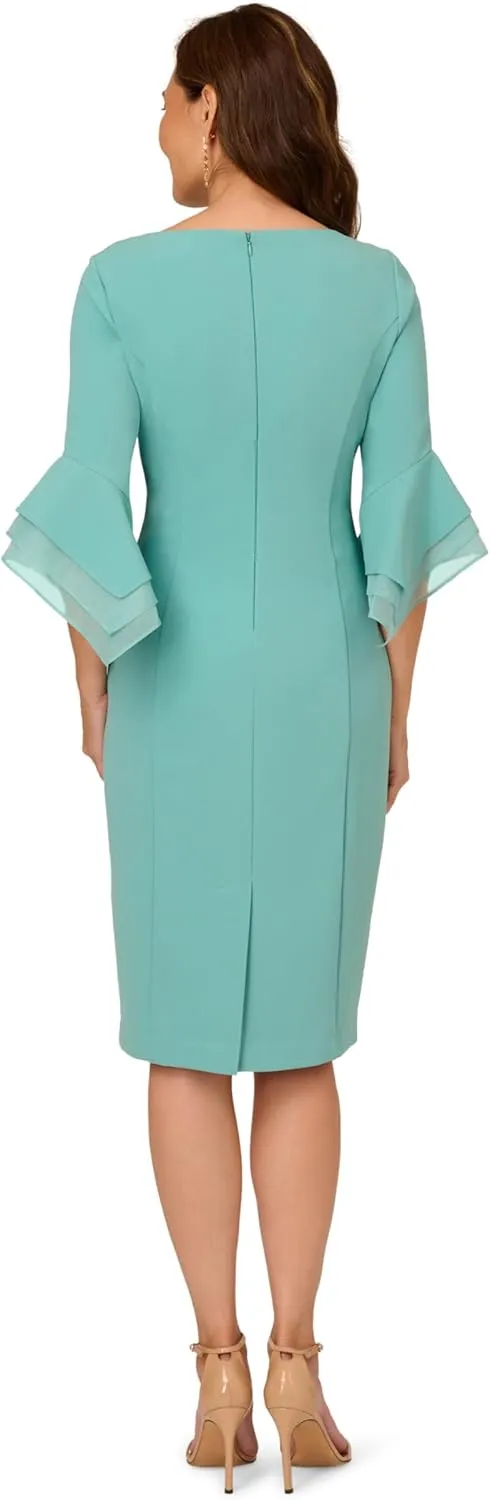 Adrianna Papell Women's Knit Crepe Tiered Sleeve Dress