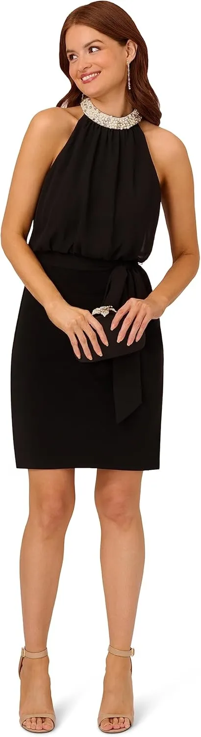 Adrianna Papell Women's Pearl Mock Neck Jersey Dress