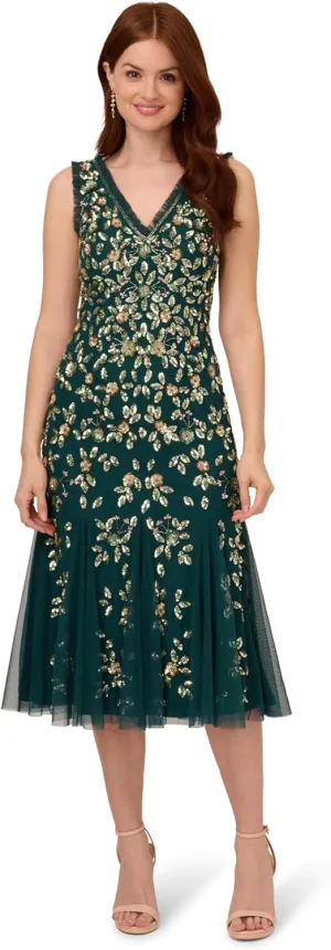 Adrianna Papell Women's Ruffle Bead Dress