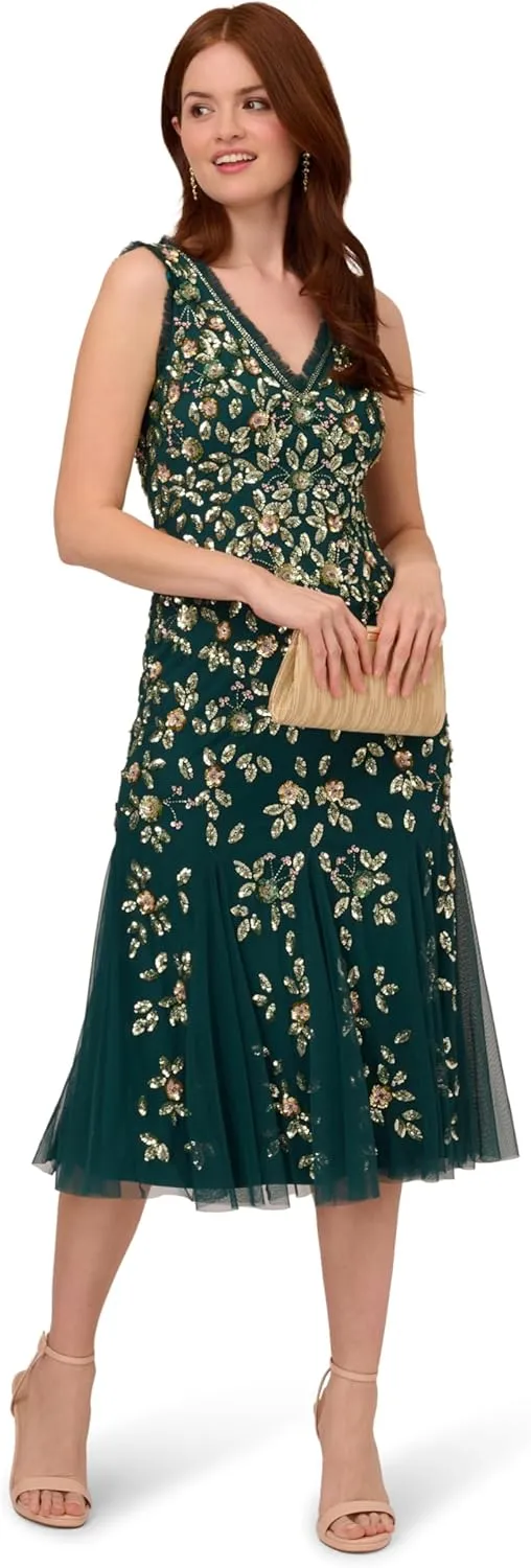 Adrianna Papell Women's Ruffle Bead Dress