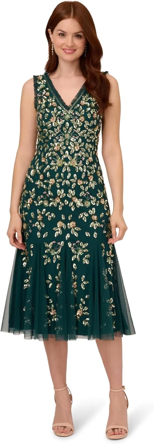 Adrianna Papell Women's Ruffle Bead Dress