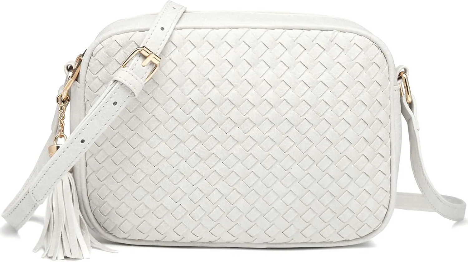 AFKOMST Woven Crossbody Bags for Women Small Summer Purse and Boho Handbags with Tassels,Vegen Leather