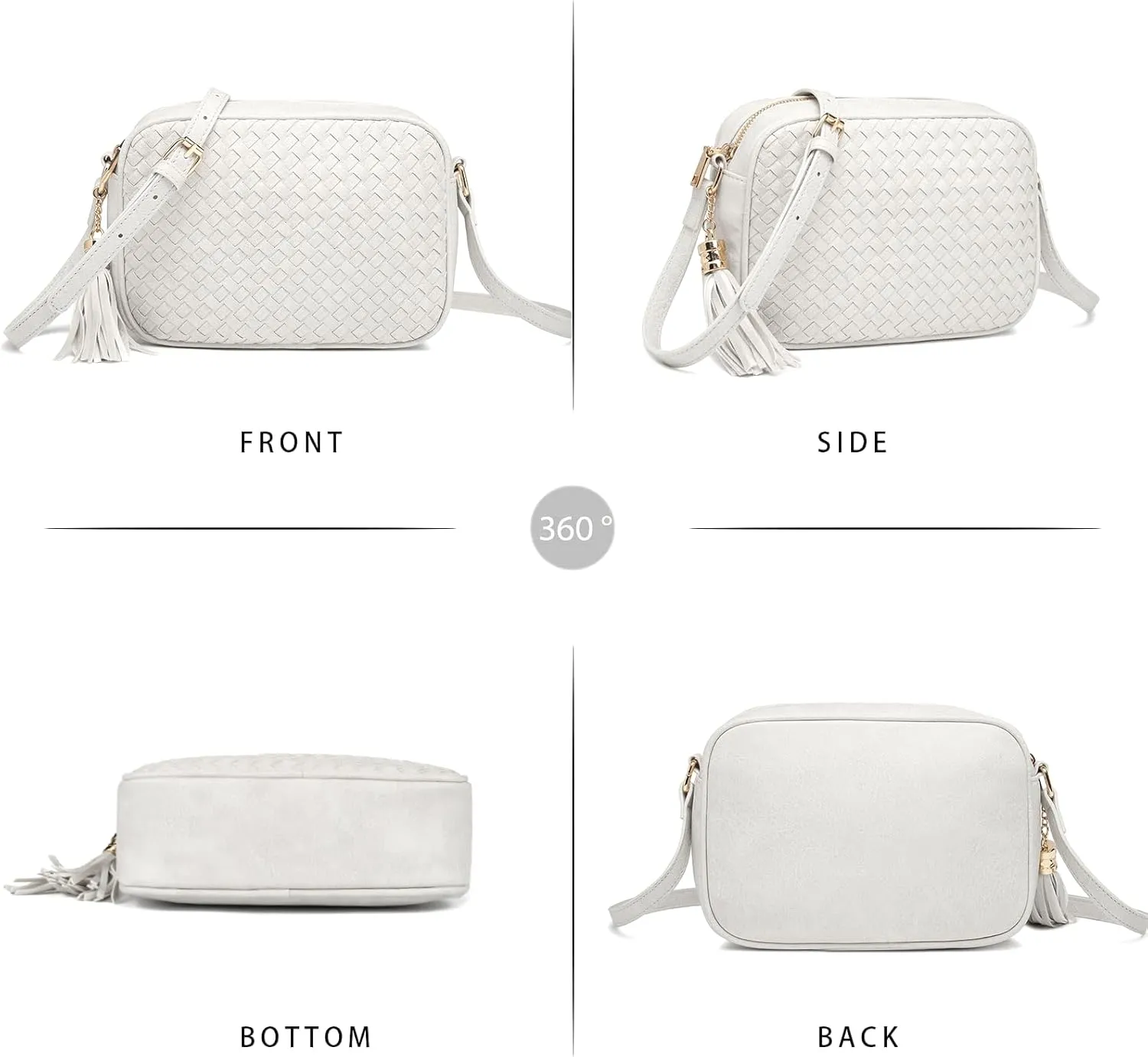 AFKOMST Woven Crossbody Bags for Women Small Summer Purse and Boho Handbags with Tassels,Vegen Leather
