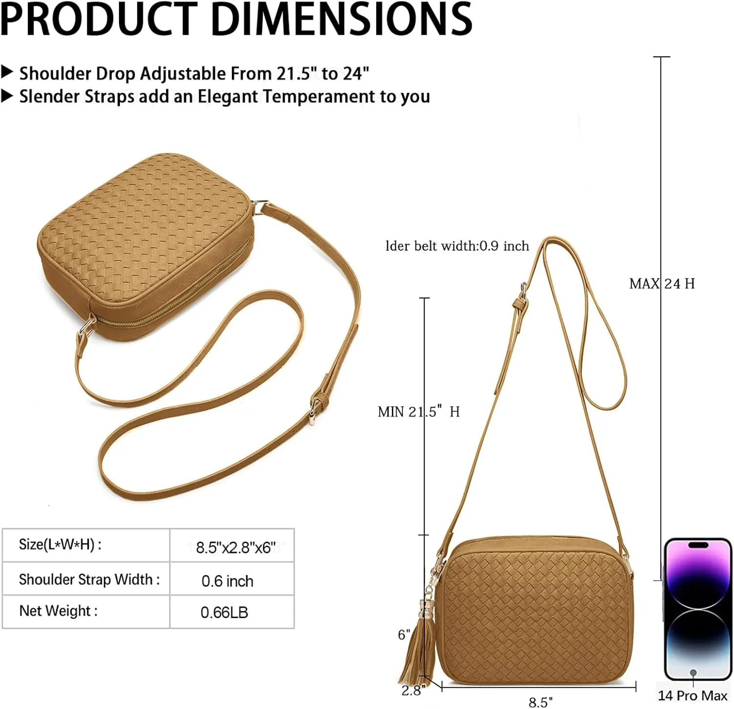 AFKOMST Woven Crossbody Bags for Women Small Summer Purse and Boho Handbags with Tassels,Vegen Leather