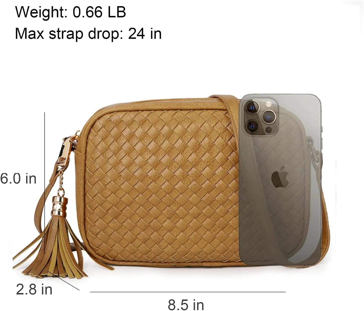 AFKOMST Woven Crossbody Bags for Women Small Summer Purse and Boho Handbags with Tassels,Vegen Leather