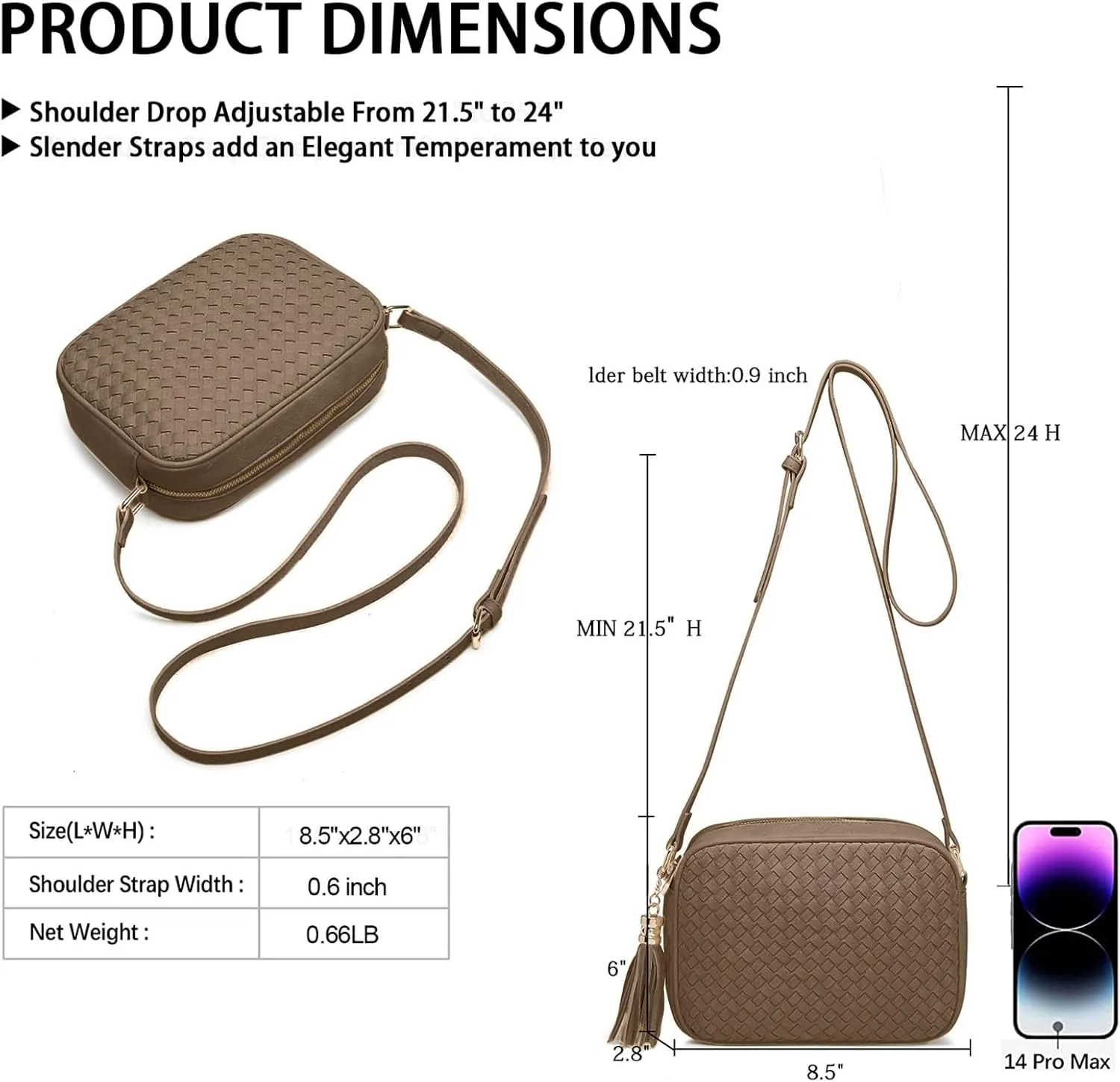 AFKOMST Woven Crossbody Bags for Women Small Summer Purse and Boho Handbags with Tassels,Vegen Leather