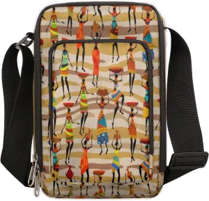 Africa Crossbody Bags Trendy Cross Body Phone Wallet Shoulder Bag Festival Africa Sling Bags Small Travel Crossbody Bag with Adjustable Strap for Women and Men