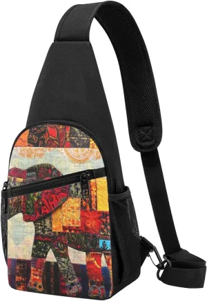 African Elephant Patchwork Printed Chest Bag Chest Shoulder Crossbody Bag for Men Women Travel Chest Pack Hiking Shoulder Bags, Black, One Size, Hiking Backpack