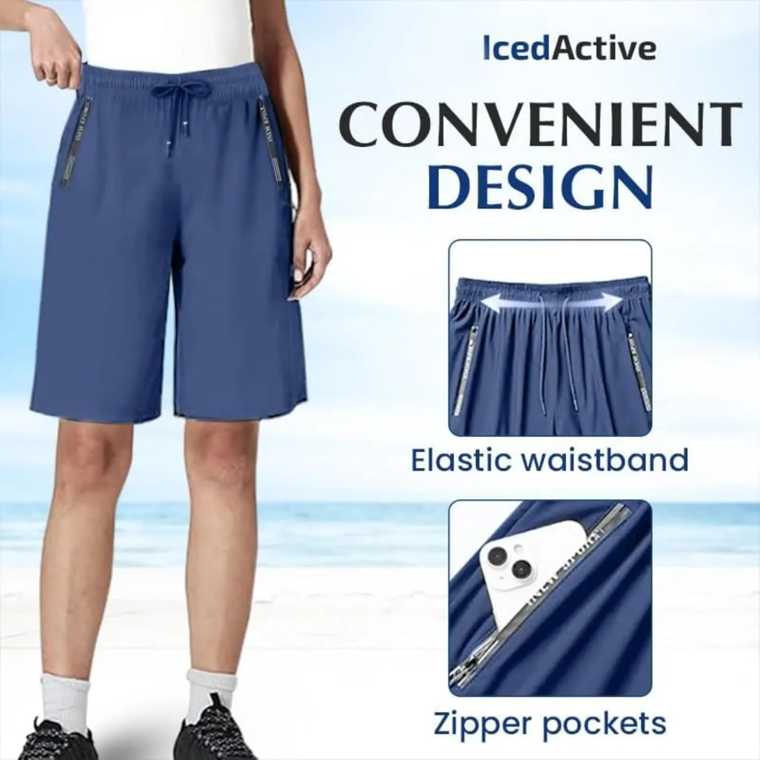 Airyflex Shorts Iced Active Shorts for Senior Women Ice Silk Cooling Stretch Quick Drying Short