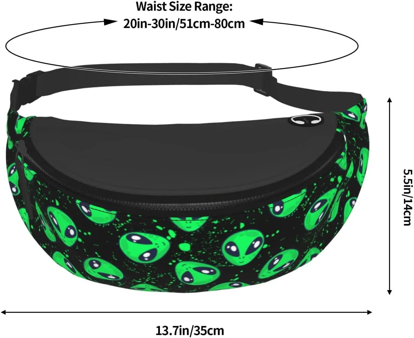 Alien Fanny Pack Waist Bag Adjustable Belt Bag For Men Women Traveling Hiking Cycling Running