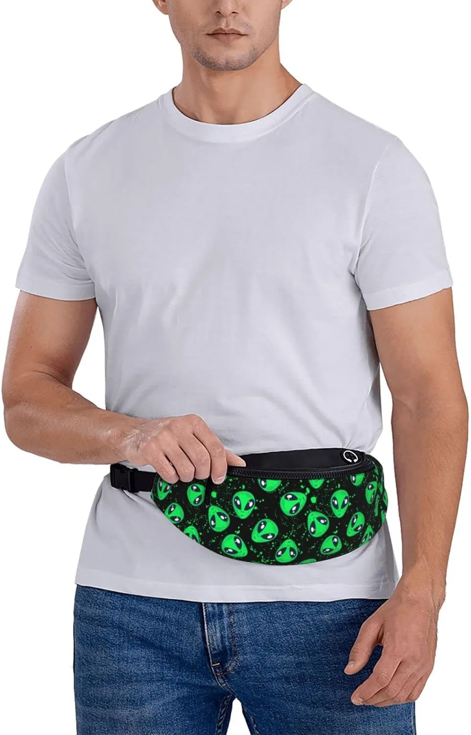 Alien Fanny Pack Waist Bag Adjustable Belt Bag For Men Women Traveling Hiking Cycling Running