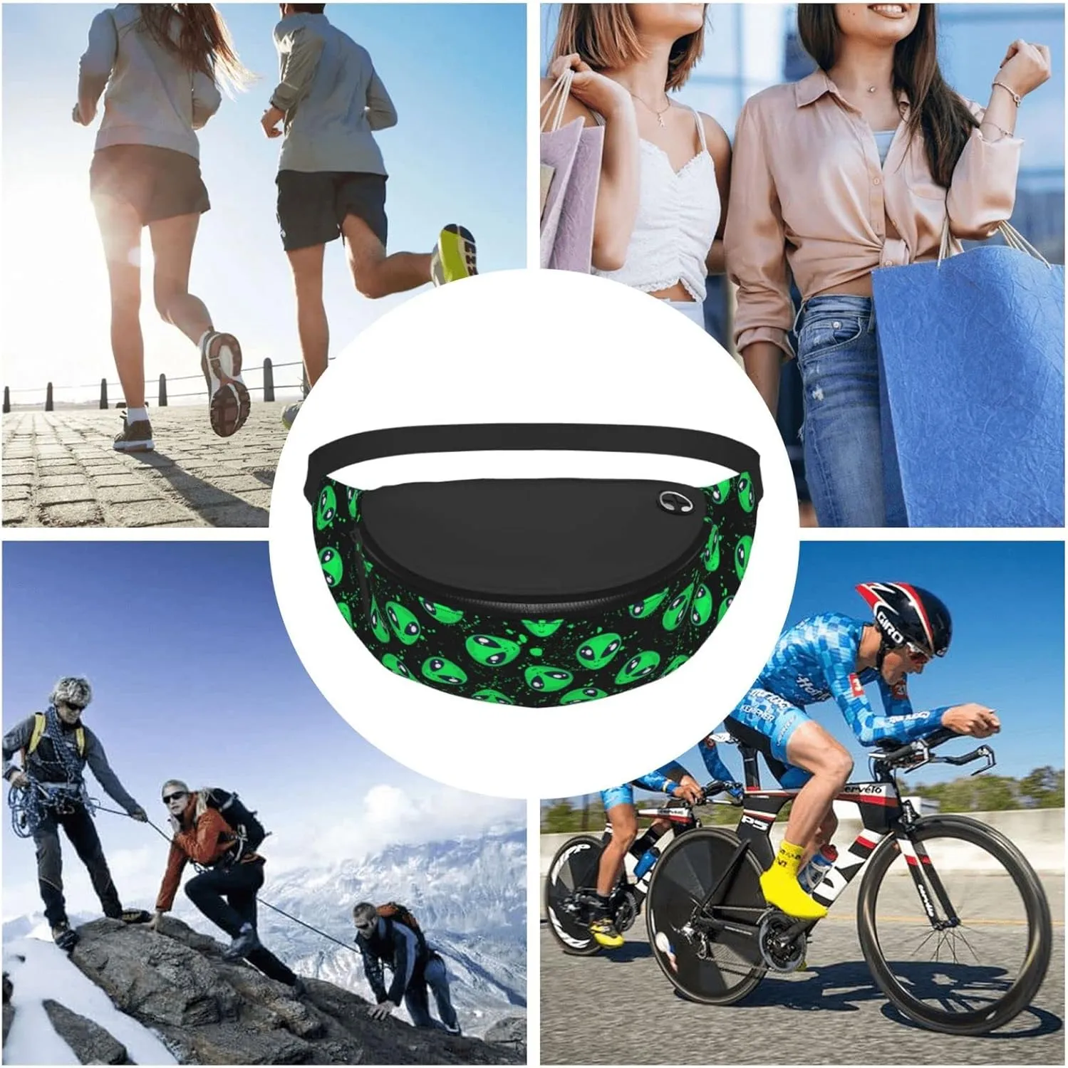 Alien Fanny Pack Waist Bag Adjustable Belt Bag For Men Women Traveling Hiking Cycling Running