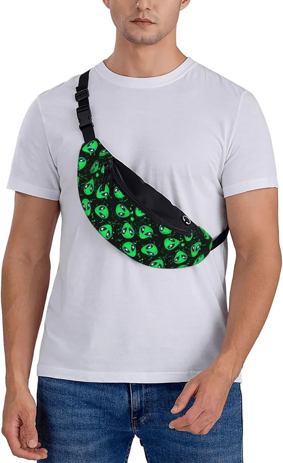Alien Fanny Pack Waist Bag Adjustable Belt Bag For Men Women Traveling Hiking Cycling Running