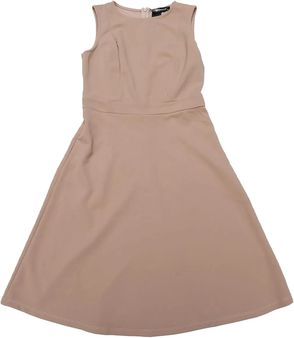 Allegra K Women's Work Dress Round Neck Solid Color Sleeveless A-Line Casual Office Dresses