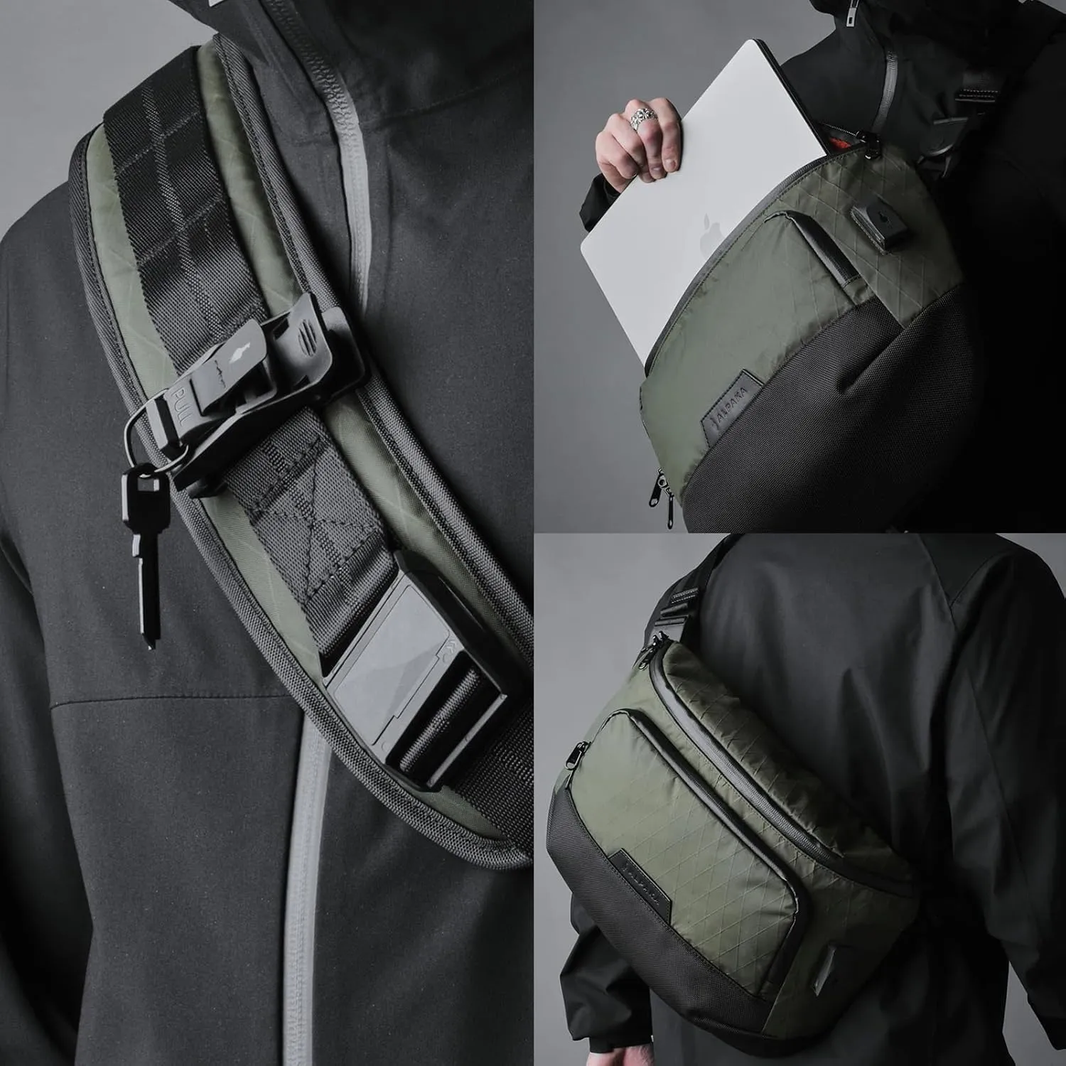 ALPAKA Bravo Sling Max, 10L RFID-Blocking Sling Laptop Bag for Men with Maglockz Buckle, Lockable Zips & External USB Port