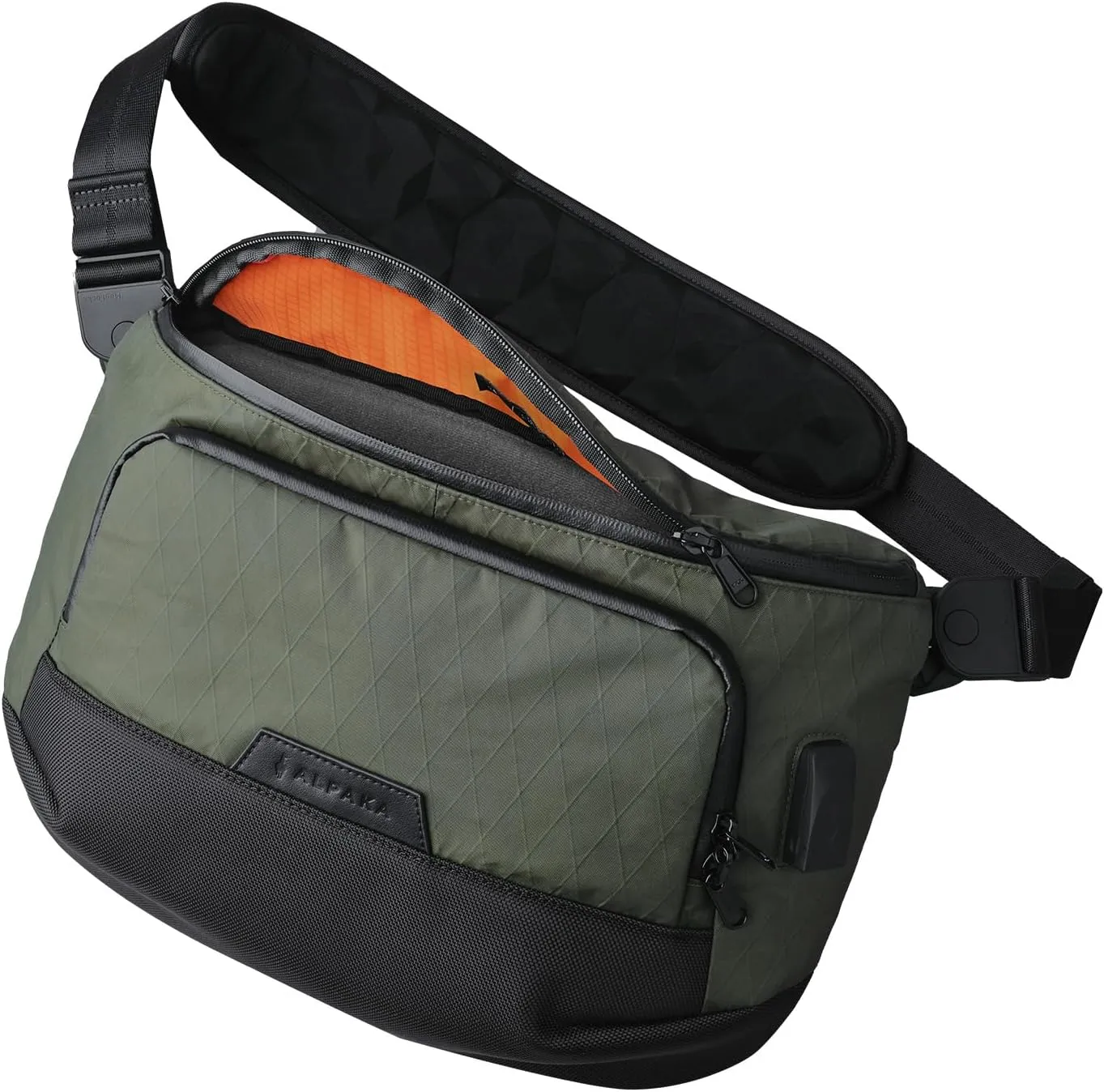 ALPAKA Bravo Sling Max, 10L RFID-Blocking Sling Laptop Bag for Men with Maglockz Buckle, Lockable Zips & External USB Port