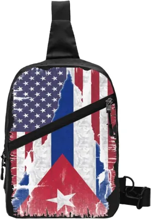 American Cuba Flag Cuban Roots Packable Crossbody Bag Portable Sling Bags Foldable Travel Daypack Reusable Sports Shoulder Backpack Diagonally Chest Bag for Workout