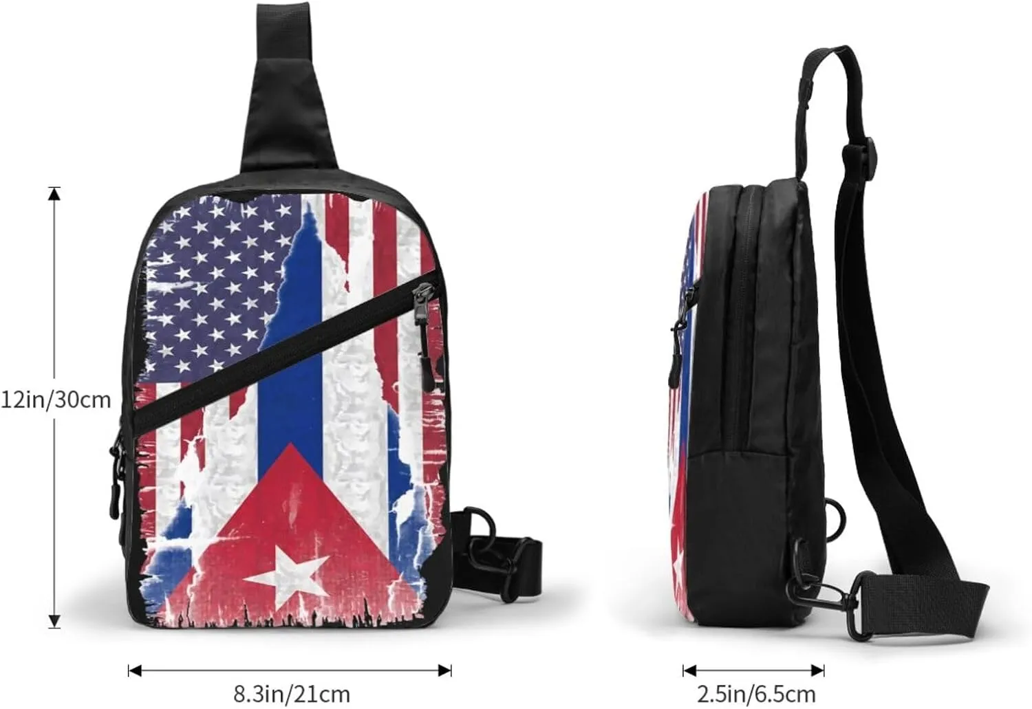 American Cuba Flag Cuban Roots Packable Crossbody Bag Portable Sling Bags Foldable Travel Daypack Reusable Sports Shoulder Backpack Diagonally Chest Bag for Workout