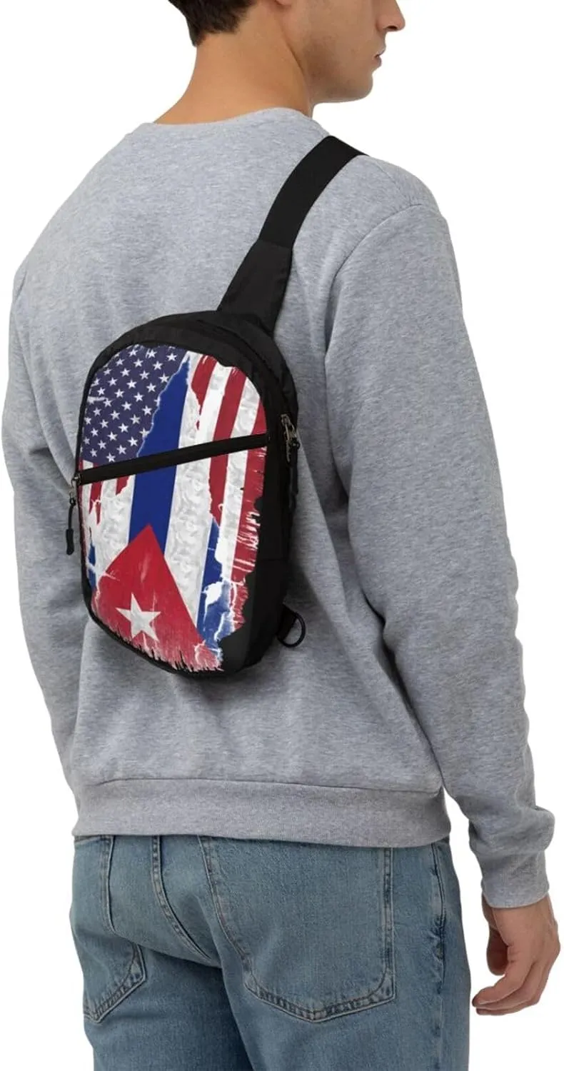 American Cuba Flag Cuban Roots Packable Crossbody Bag Portable Sling Bags Foldable Travel Daypack Reusable Sports Shoulder Backpack Diagonally Chest Bag for Workout