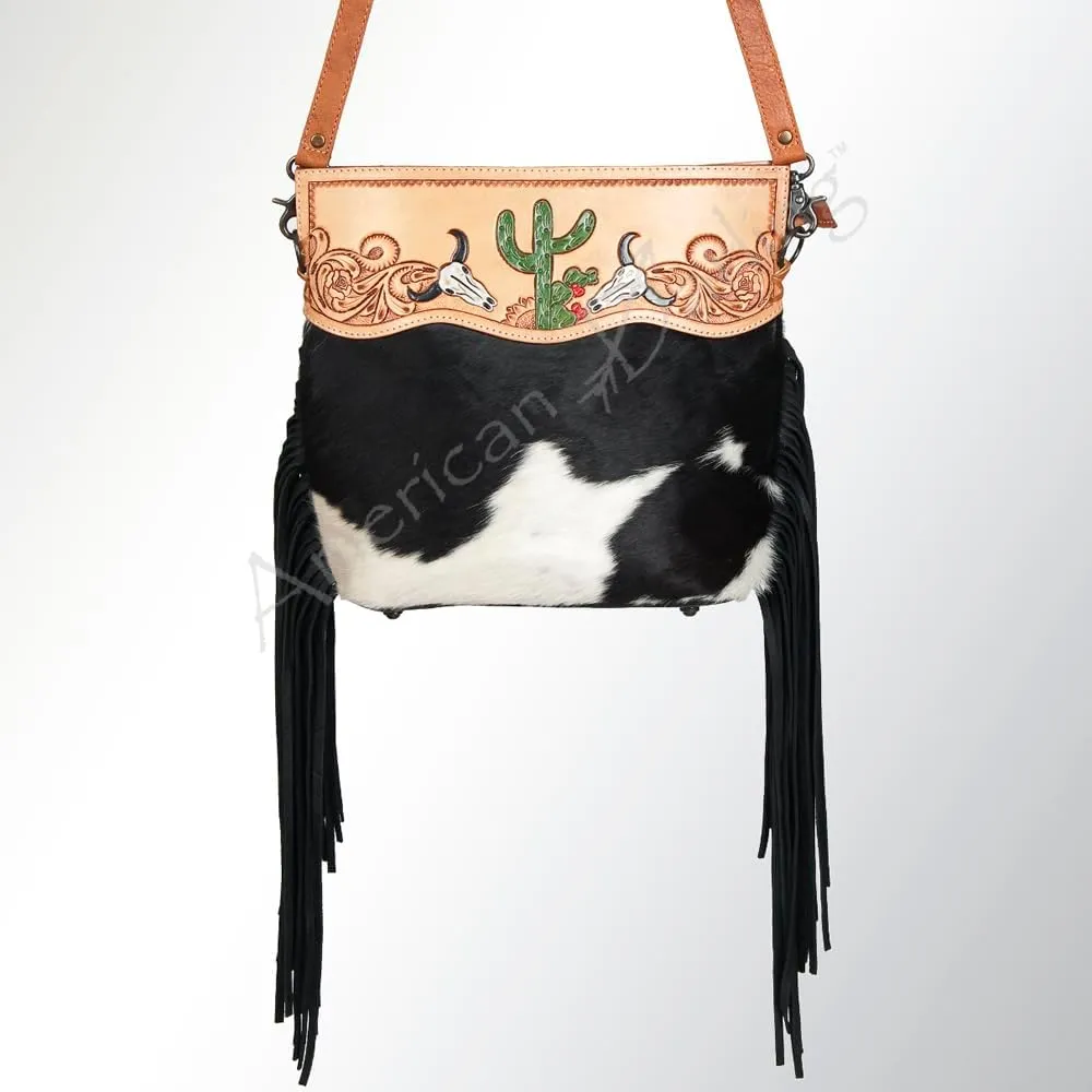 American Darling ADBGS146A Clutch Hand Tooled Hair On Genuine Leather Women Bag Western Handbag Purse