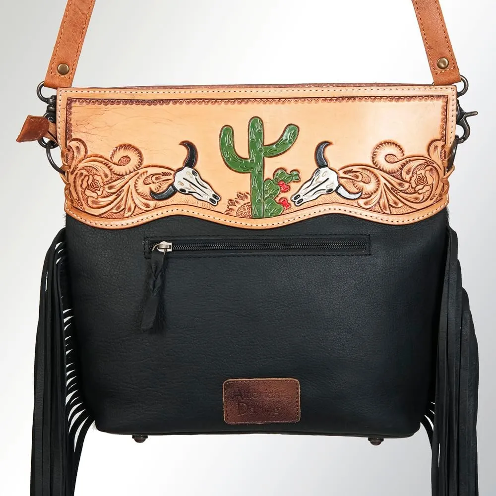 American Darling ADBGS146A Clutch Hand Tooled Hair On Genuine Leather Women Bag Western Handbag Purse