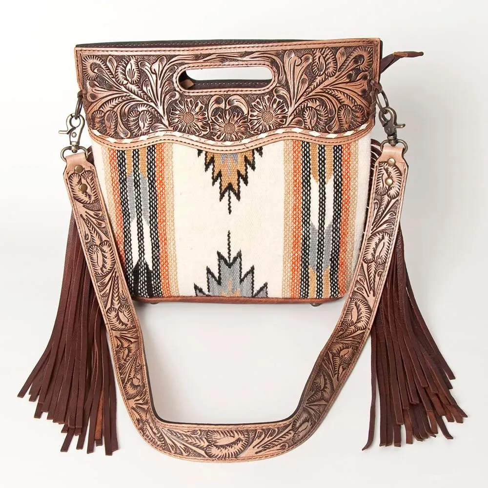 American Darling ADBGS146A Clutch Hand Tooled Hair On Genuine Leather Women Bag Western Handbag Purse
