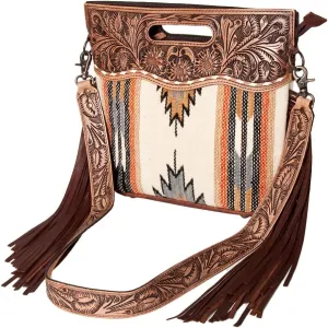 American Darling ADBGS146A Clutch Hand Tooled Hair On Genuine Leather Women Bag Western Handbag Purse