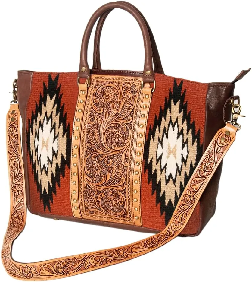 American Darling Briefcase Hand Tooled Saddle Blanket Genuine Leather Western Women Bag Handbag | Briefcase Bag | Briefcase for Women | Cute Briefcase Bag | Laptop Briefcase Bag