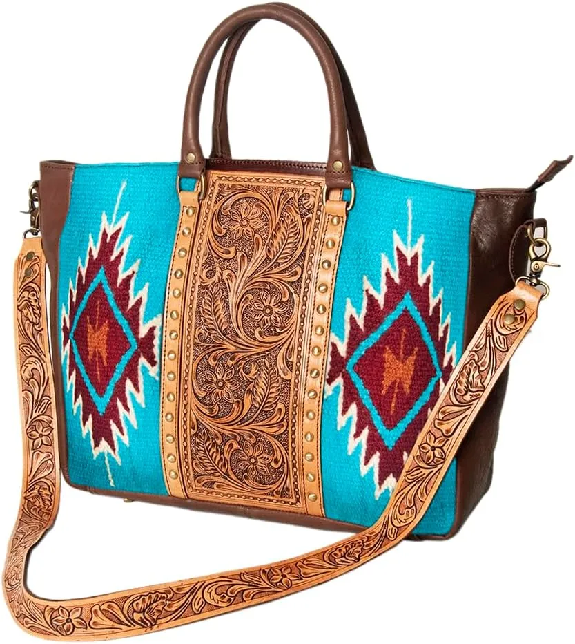 American Darling Briefcase Hand Tooled Saddle Blanket Genuine Leather Western Women Bag Handbag | Briefcase Bag | Briefcase for Women | Cute Briefcase Bag | Laptop Briefcase Bag