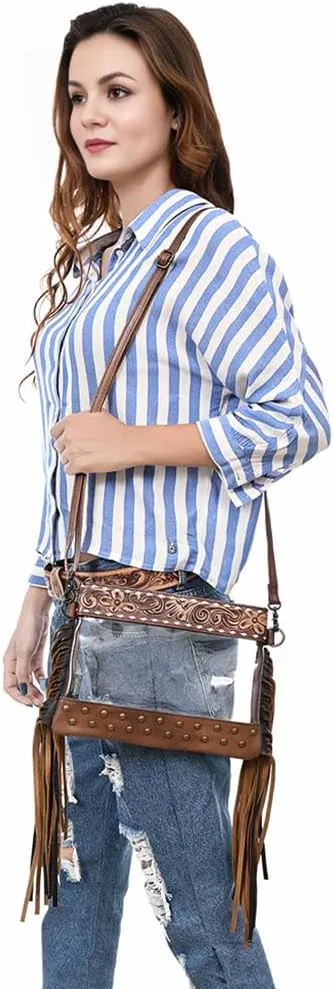 American Darling Clear Bag Hand Tooled Genuine Leather Women Bag Western Handbag Purse