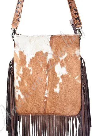 American Darling Conceal Carry Crossbody Cow Hide-On Hair On Leather Fringe Purse for Women Western Handbags Purses Clutch Bags