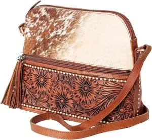 American Darling Cross Body I Hand Tooled Hair On Genuine Leather Women Bag Western Handbag Purse