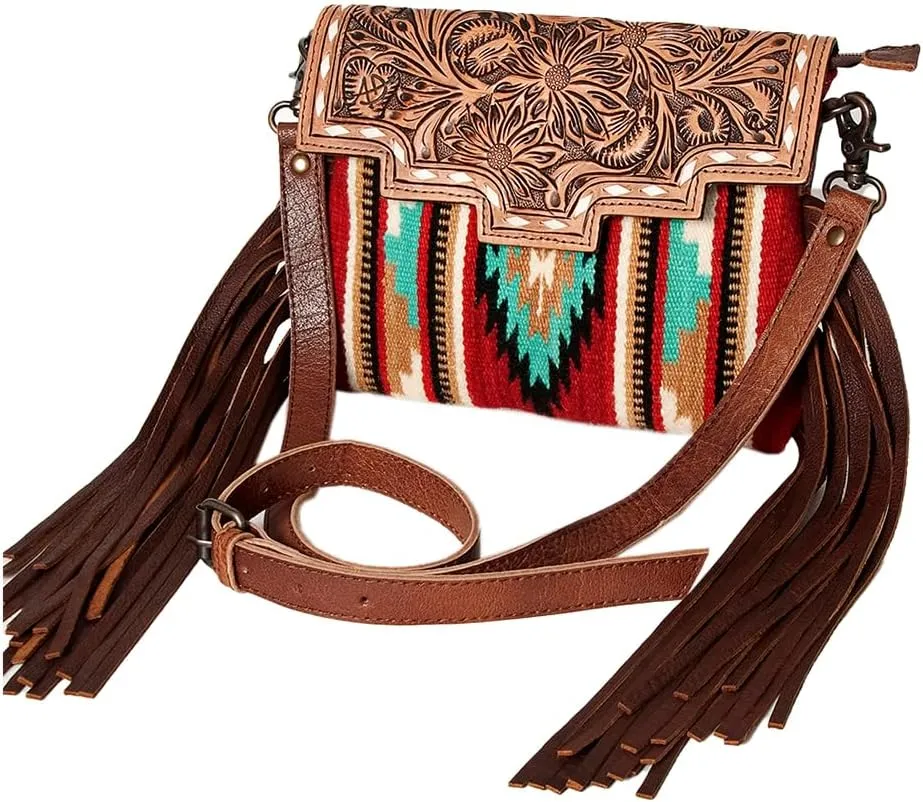 American Darling Crossbody Hand Tooled Saddle Blanket Genuine Leather Women Bag Western Handbag Purse