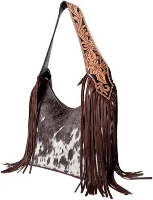 American Darling Hobo Hand Tooled Hair-On Genuine Leather Women Bag Western Handbag Purse