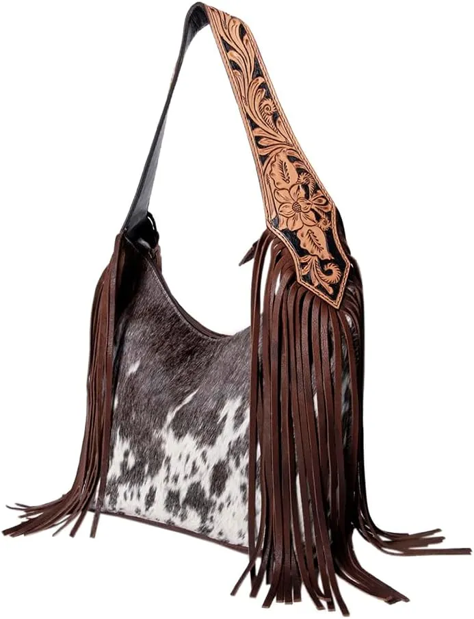 American Darling Hobo Hand Tooled Hair-On Genuine Leather Women Bag Western Handbag Purse