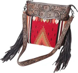 American Darling Large Cross Body Bag Leather Fringe Purse Western Handbags (ADBGZ306E), Orange