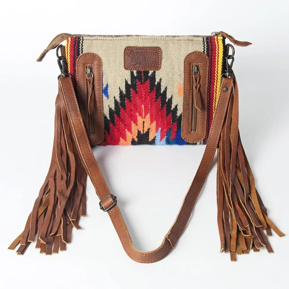 American Darling Large Crossbody Hand Carved Leather Fringe Purse for Women Western Handbags Purses Clutch Shoulder Bags (ADBGZ184P)