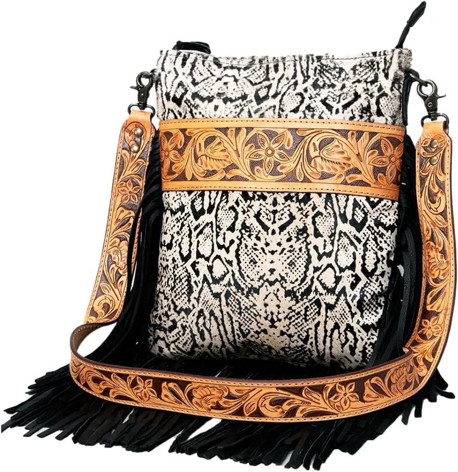 American Darling Messenger Hand Tooled Hair On Genuine Leather Western Women Bag Handbag Purse | Cute Messenger Bag | Leather Messenger Bag | Messenger Purse