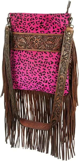 American Darling Messenger Hand Tooled Hair On Genuine Leather Western Women Bag Handbag Purse | Cute Messenger Bag | Leather Messenger Bag | Messenger Purse