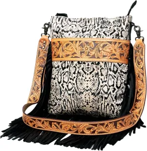 American Darling Messenger Hand Tooled Hair On Genuine Leather Western Women Bag Handbag Purse | Cute Messenger Bag | Leather Messenger Bag | Messenger Purse