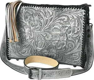 American Darling Tote Hand Tooled Genuine Leather Western Women Bag Handbag Purse Silver| Western Tote Bag | Travel Tote Bags | College Tote Bag | Casual Tote Bag